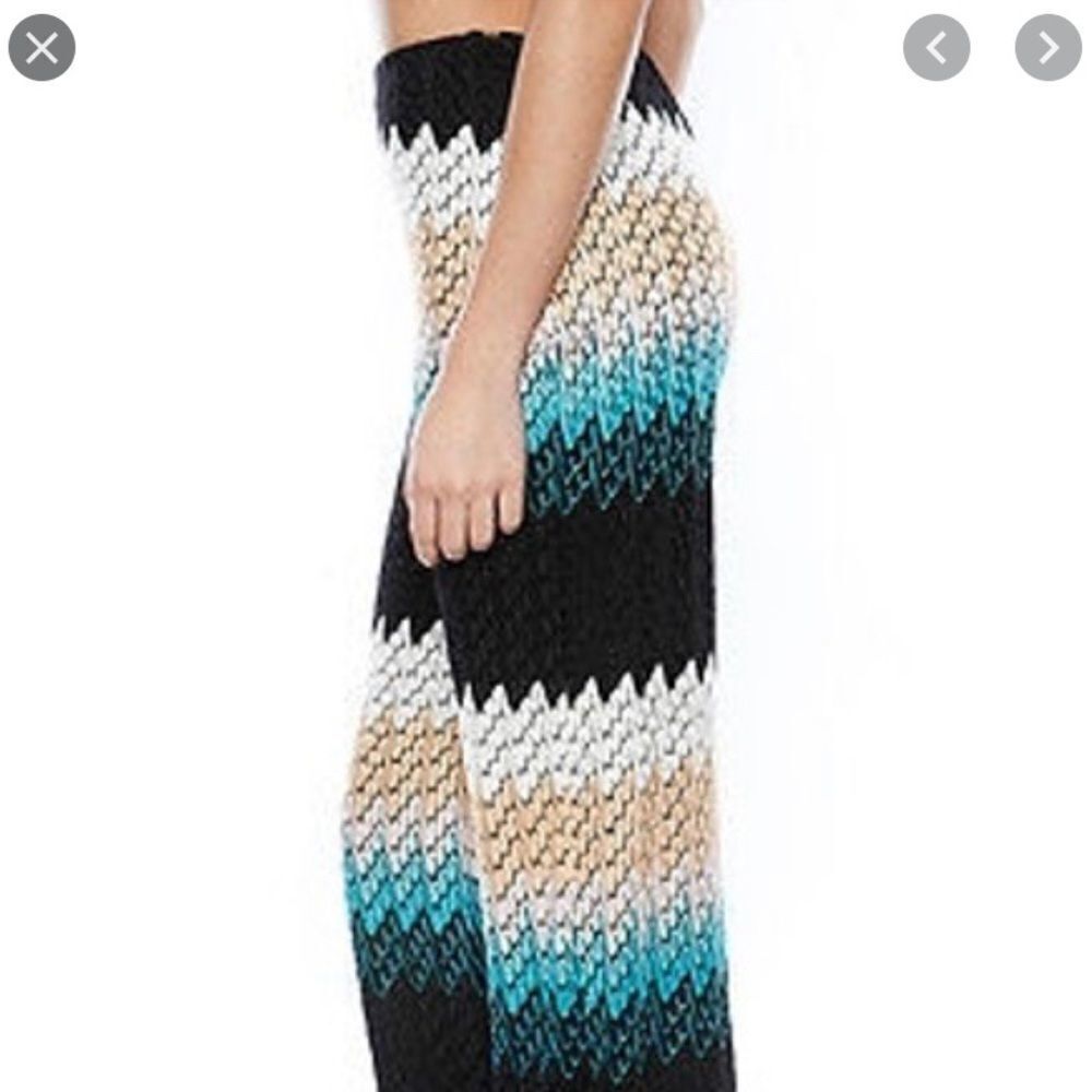 Karina‎ Grimaldi Mila Aqua Black Crochet Knit Pants